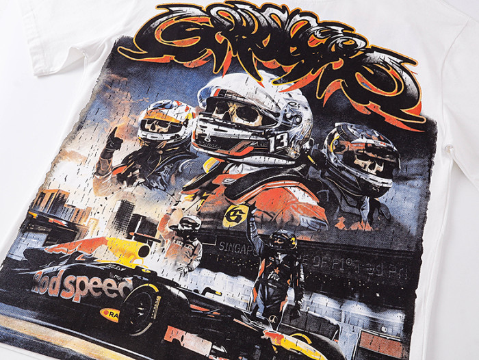 Off White Graffiti Script F1 Race Car Driver Out Of Many One Outline Text Double Printed Tee 29287442