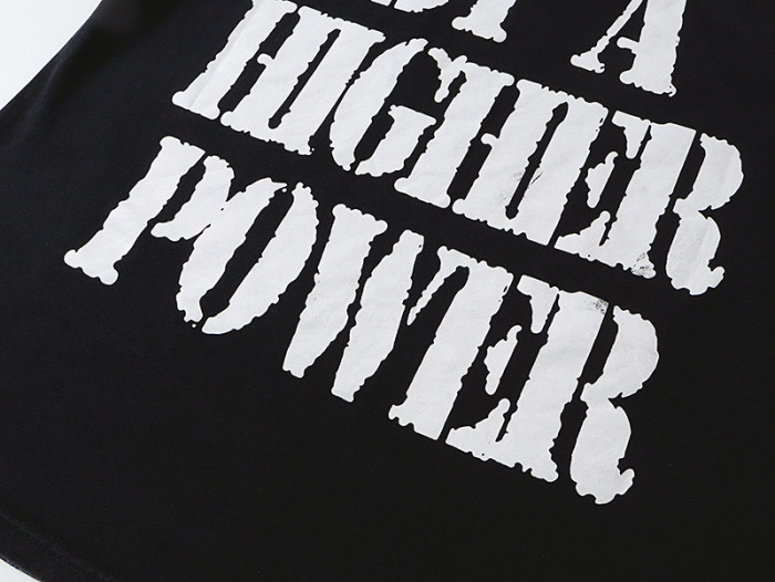 Western Desert Semi Truck Skull Gothic Script Higher Power Slogan Double Sided Print Tee 29287429