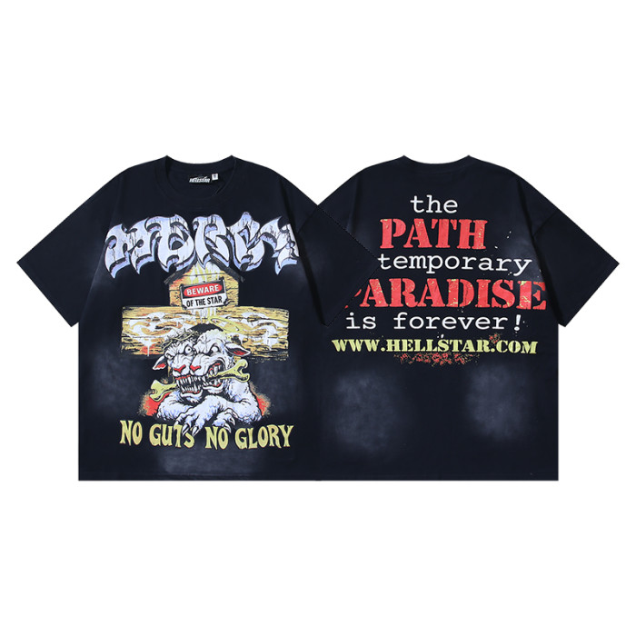 High Street Mad Dog Cross No Guts No Glory Phrase Double Sided Print Oversized Tee 29287282
