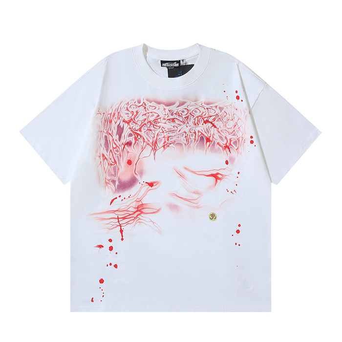 Red Blood Vessel Splatter Texture Abstract Face Double Sided Print Tee 29287245