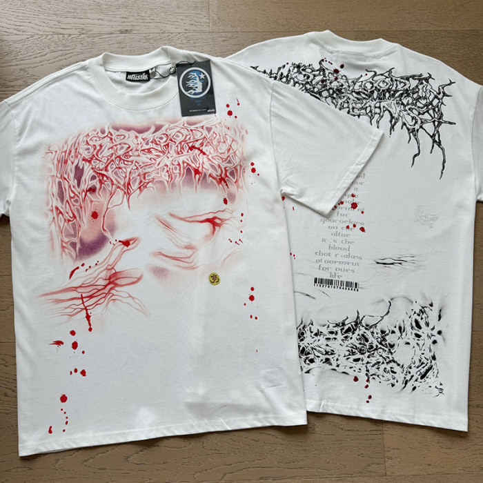 Red Blood Vessel Splatter Texture Abstract Face Double Sided Print Tee 29287245