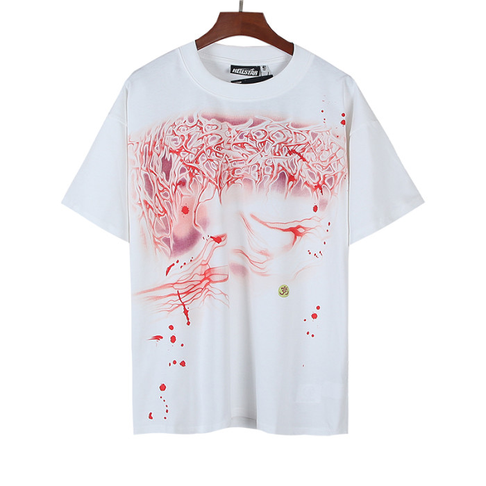 Red Blood Vessel Splatter Texture Abstract Face Double Sided Print Tee 29287245