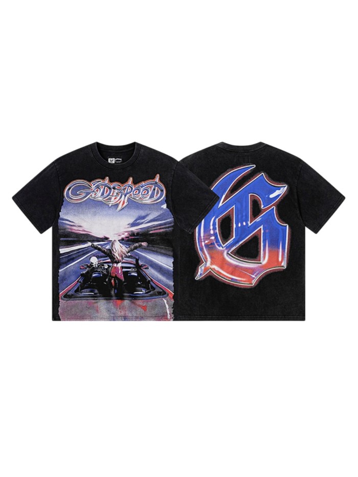 Highway Convertible Character Gradient Two-Tone GS Monogram Double Sided Print Tee 29287361