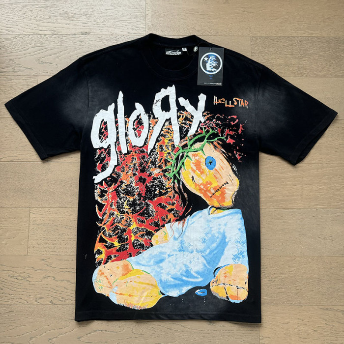 High Street Glory Letter Rag Doll Portrait Back Skeleton Claw Double Sided Print Oversized Tee 29287272