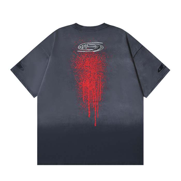 Jagged Script Logo Red Blood Splatter Drip Double Sided Print Print Oversized Tee 29287292