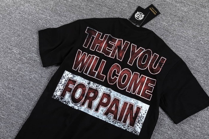 Dark High Street Neck Rhinestone Cross Silhouette Slogan Double Sided Print T-Shirt 29287062