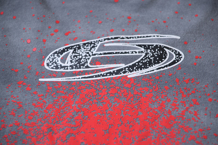 Jagged Script Logo Red Blood Splatter Drip Double Sided Print Print Oversized Tee 29287292