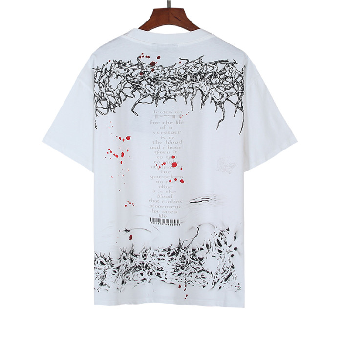 Red Blood Vessel Splatter Texture Abstract Face Double Sided Print Tee 29287245