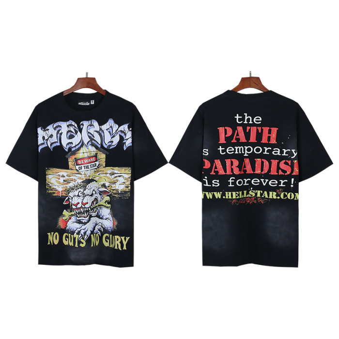 High Street Mad Dog Cross No Guts No Glory Phrase Double Sided Print Oversized Tee 29287282