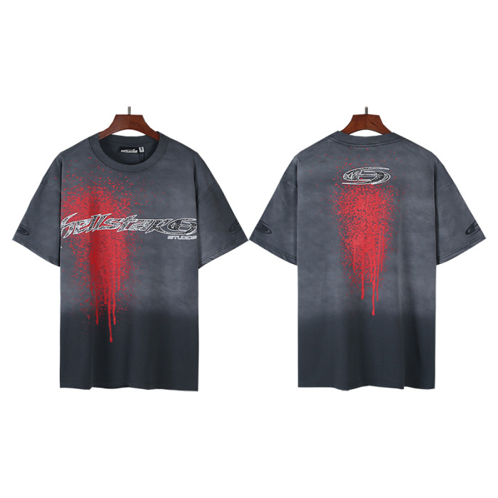 Jagged Script Logo Red Blood Splatter Drip Double Sided Print Print Oversized Tee 29287292