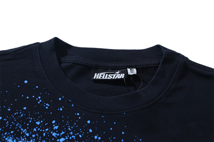 Script Logo Blue Paint Splatter Drip Double Sided Print Oversized Tee 29287283