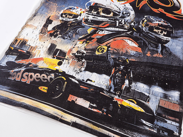 Off White Graffiti Script F1 Race Car Driver Out Of Many One Outline Text Double Printed Tee 29287442