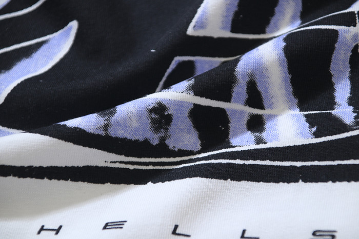Distressed Purple Stripe Oval Flame Logo Double Printed Oversized Tee 29287264
