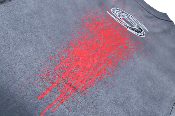 Jagged Script Logo Red Blood Splatter Drip Double Sided Print Print Oversized Tee 29287292