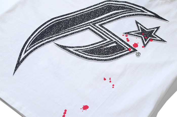 Speckled Texture Star Logo Blood Splatter Double Sided Oversized Tee 29287258