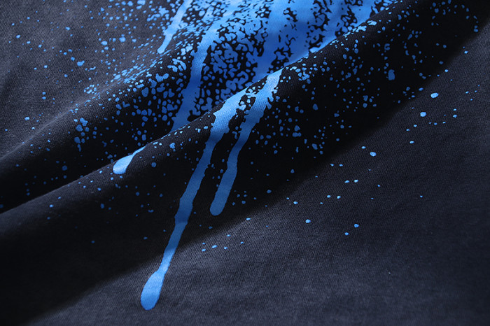 Script Logo Blue Paint Splatter Drip Double Sided Print Oversized Tee 29287283