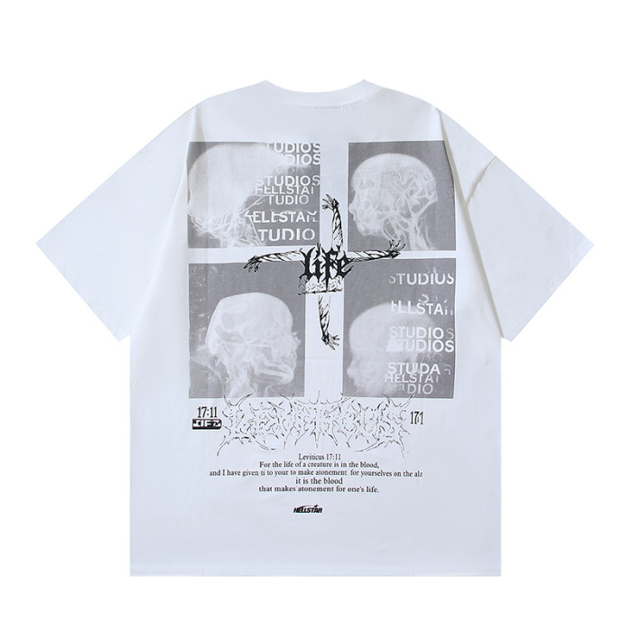 Gothic Brain Vessel Art Skull Collage Cross Symbol Double Sided Print Oversized Tee 29287208