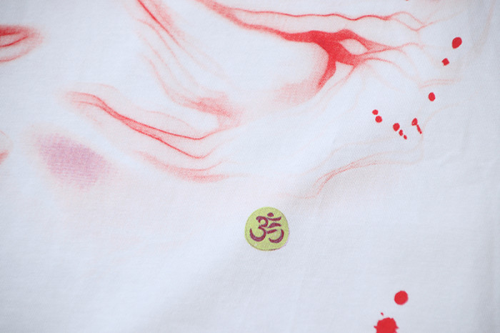 Red Blood Vessel Splatter Texture Abstract Face Double Sided Print Tee 29287245