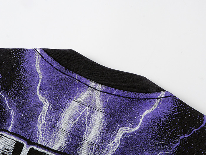 Lightning Background Checkered Suit Skull Racer Out Of Many One Slogan Double Sided Print Tee 29287370