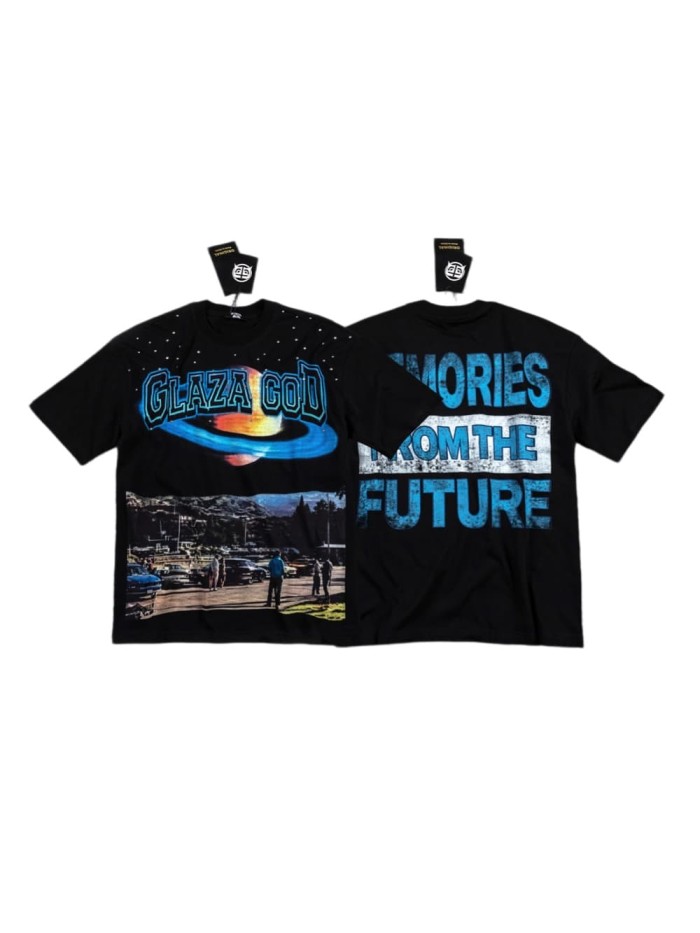 Vintage Retro Washed Glaza God Planet Street Scene Graphic Oversized T-Shirt 29287046
