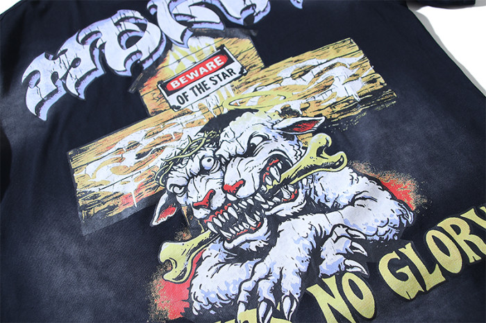 High Street Mad Dog Cross No Guts No Glory Phrase Double Sided Print Oversized Tee 29287282