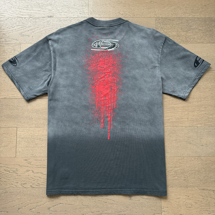 Jagged Script Logo Red Blood Splatter Drip Double Sided Print Print Oversized Tee 29287292