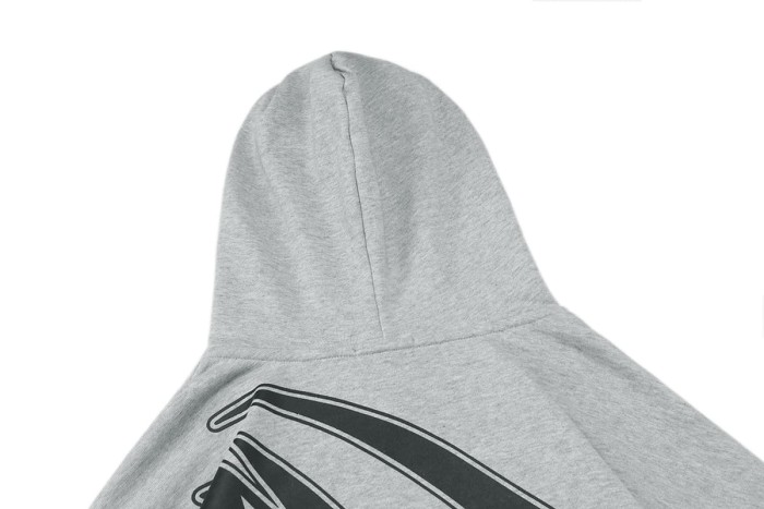 Distressed Slash Detail Gothic Spike Letter Front Back & Sleeve Print Full Zip Oversized Hoodie 29287186