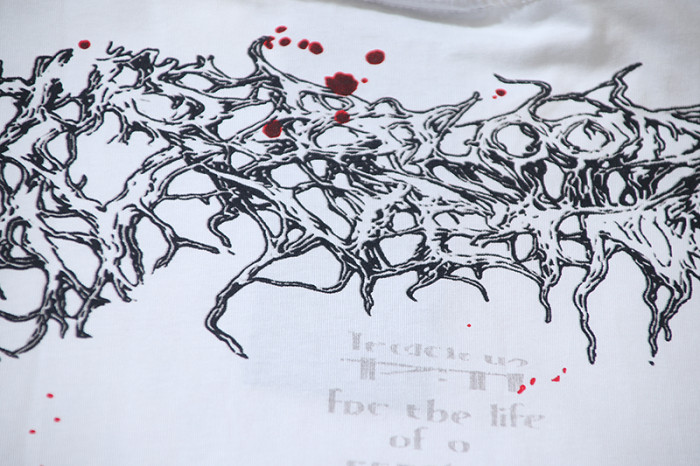 Red Blood Vessel Splatter Texture Abstract Face Double Sided Print Tee 29287245