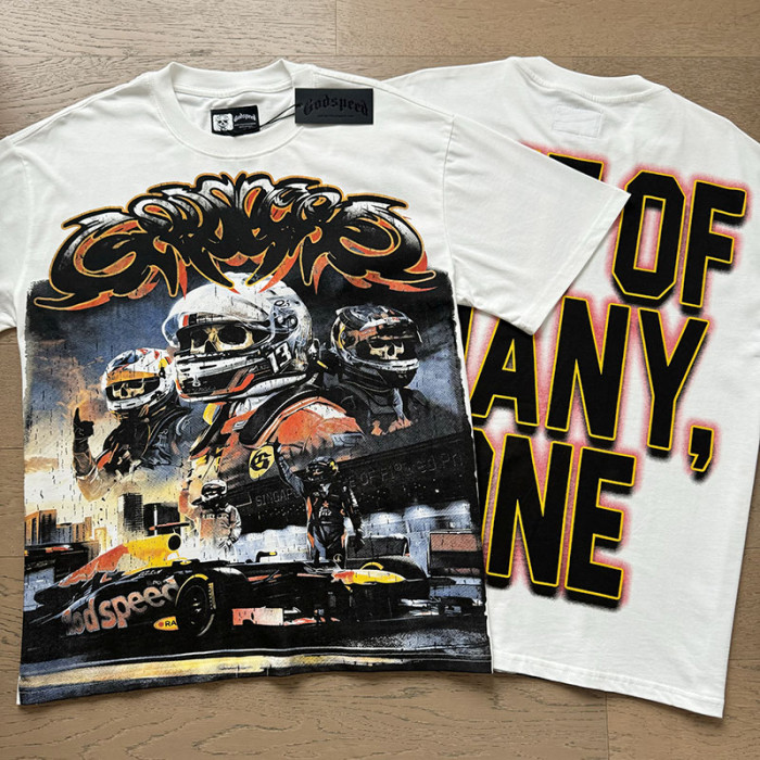 Off White Graffiti Script F1 Race Car Driver Out Of Many One Outline Text Double Printed Tee 29287442