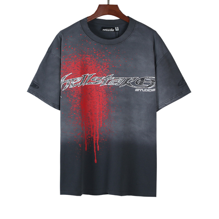 Jagged Script Logo Red Blood Splatter Drip Double Sided Print Print Oversized Tee 29287292