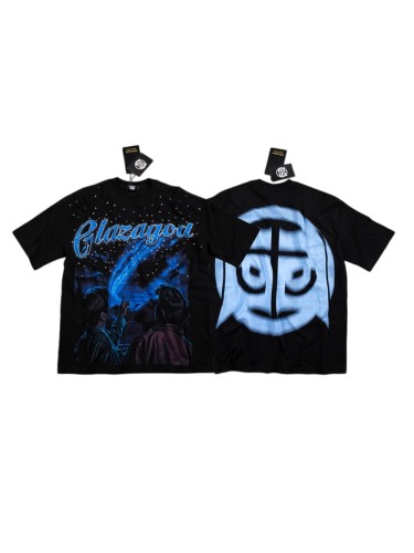 Neck Rhinestone Galaxy Stargazing Figure Logo Double Sided Print T-Shirt 29287076