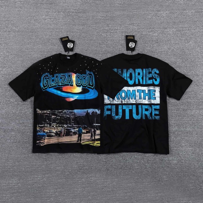 Vintage Retro Washed Glaza God Planet Street Scene Graphic Oversized T-Shirt 29287046