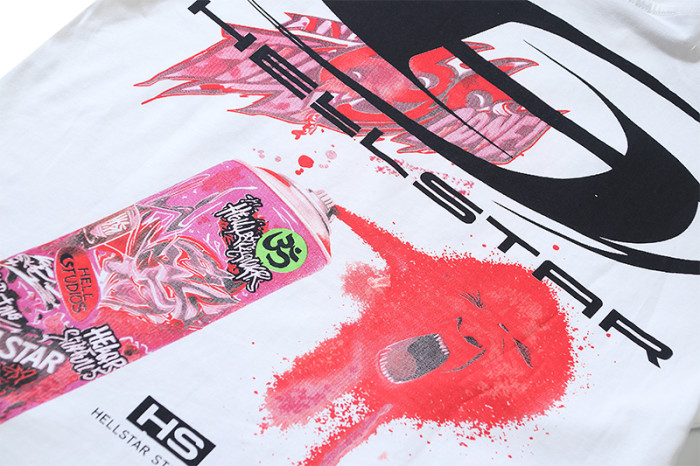 High Street Graffiti Spray Paint Can Red Splash Anti Evil 666 Letter Print Oversized Tee 29287266