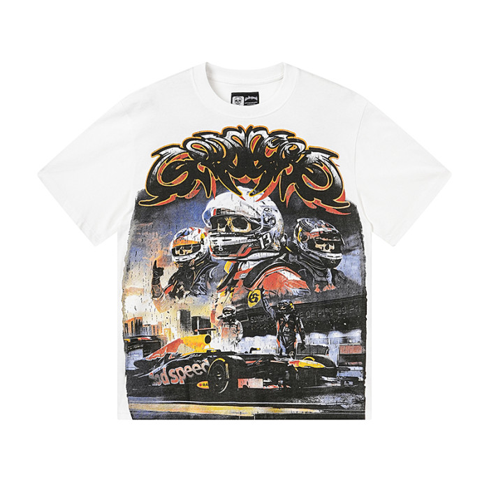 Off White Graffiti Script F1 Race Car Driver Out Of Many One Outline Text Double Printed Tee 29287442