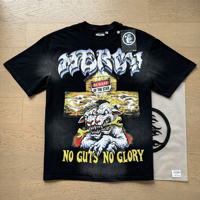 High Street Mad Dog Cross No Guts No Glory Phrase Double Sided Print Oversized Tee 29287282