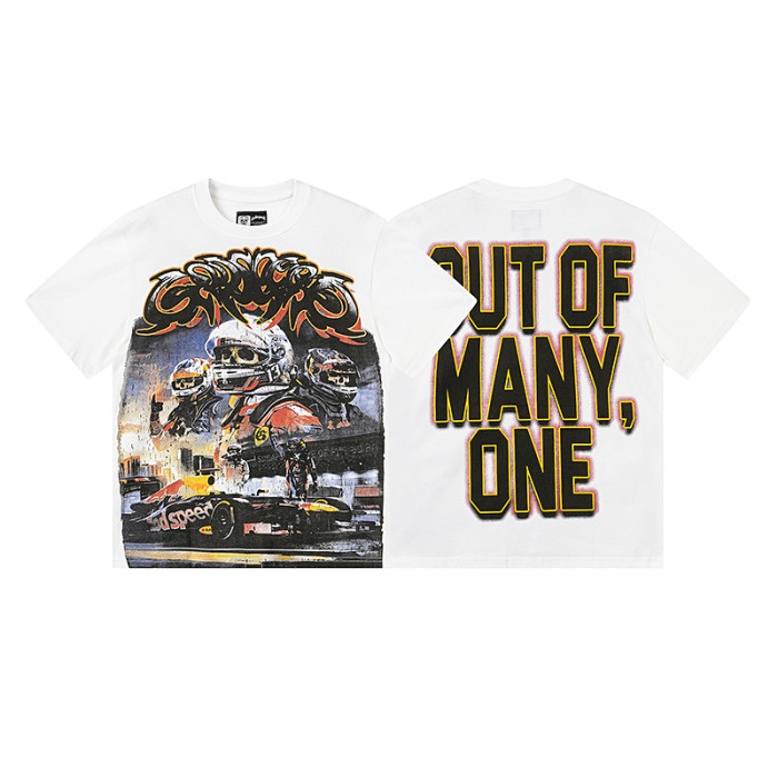 Off White Graffiti Script F1 Race Car Driver Out Of Many One Outline Text Double Printed Tee 29287442