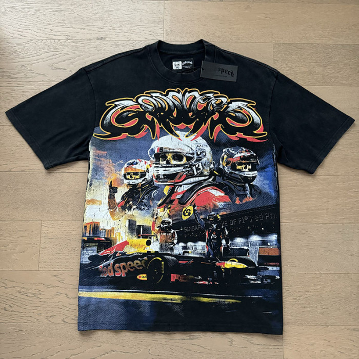 Graffiti Font F1 Race Driver & Race Car Out Of Many One Bold Text Double Printed Tee 29287353