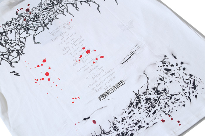 Red Blood Vessel Splatter Texture Abstract Face Double Sided Print Tee 29287245