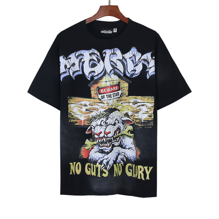 High Street Mad Dog Cross No Guts No Glory Phrase Double Sided Print Oversized Tee 29287282