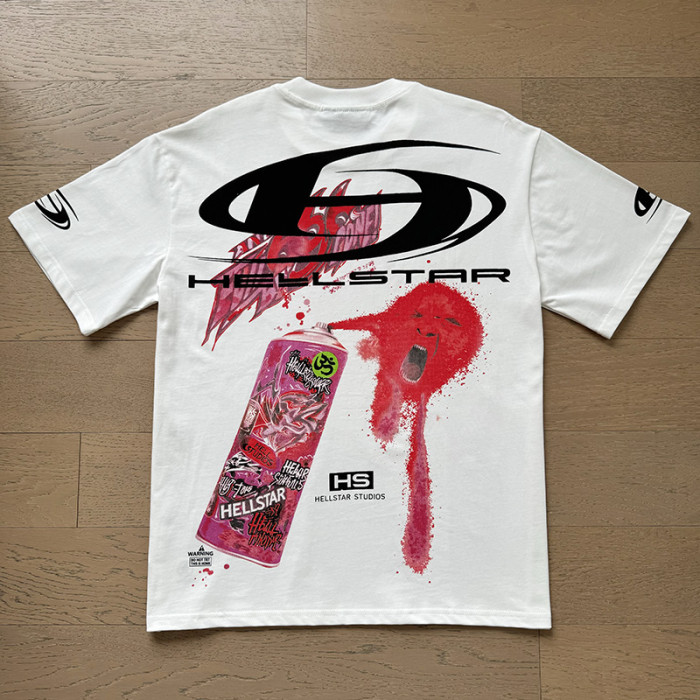 High Street Graffiti Spray Paint Can Red Splash Anti Evil 666 Letter Print Oversized Tee 29287266