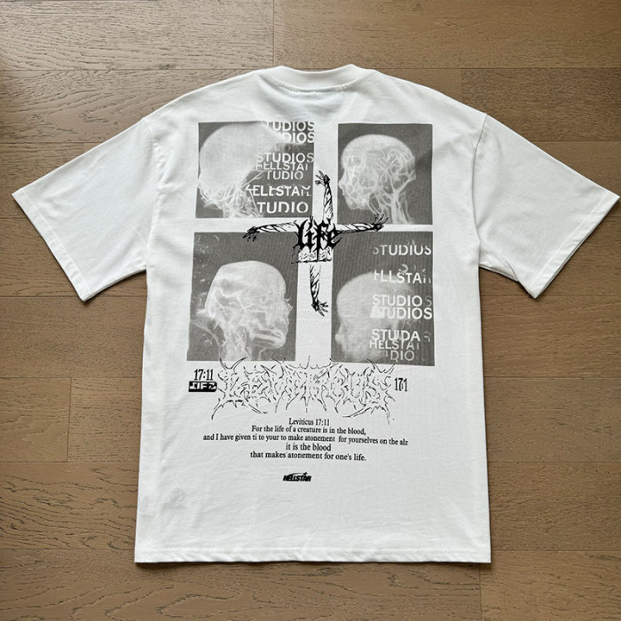 Gothic Brain Vessel Art Skull Collage Cross Symbol Double Sided Print Oversized Tee 29287208
