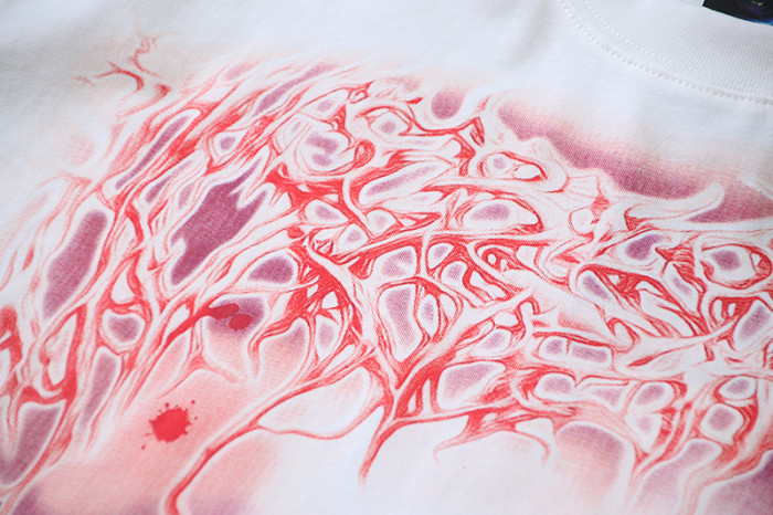 Red Blood Vessel Splatter Texture Abstract Face Double Sided Print Tee 29287245