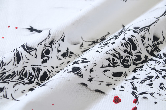Red Blood Vessel Splatter Texture Abstract Face Double Sided Print Tee 29287245
