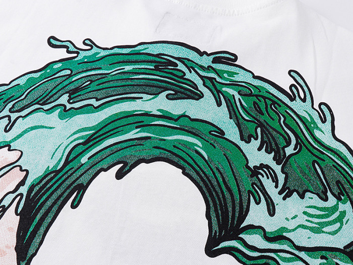 Tropical Palm Hibiscus Letter Ocean Wave Surf Skull Double Sided Print Tee 29287463