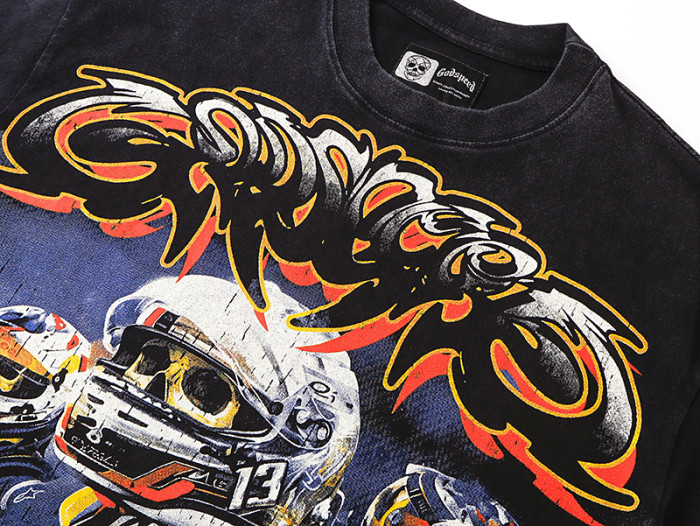 Graffiti Font F1 Race Driver & Race Car Out Of Many One Bold Text Double Printed Tee 29287353