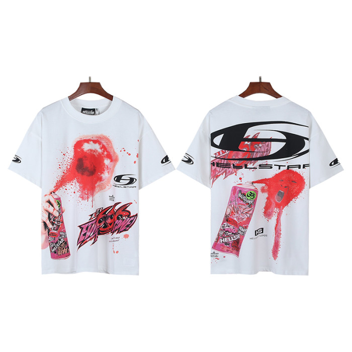 High Street Graffiti Spray Paint Can Red Splash Anti Evil 666 Letter Print Oversized Tee 29287266
