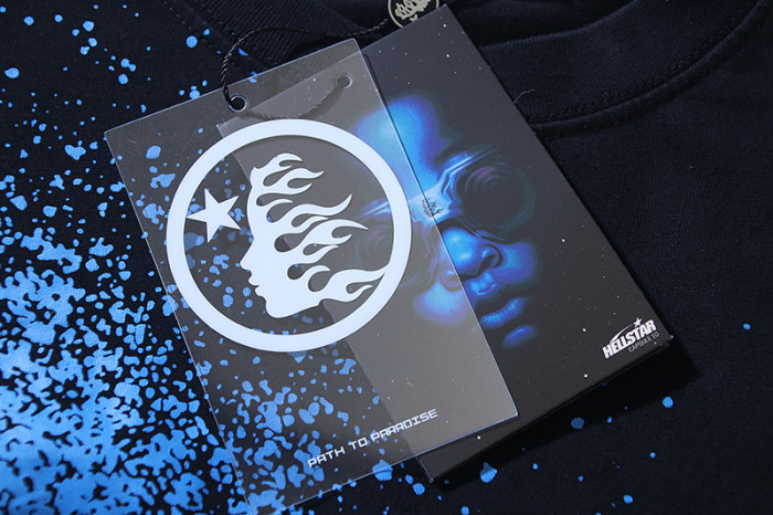 Script Logo Blue Paint Splatter Drip Double Sided Print Oversized Tee 29287283