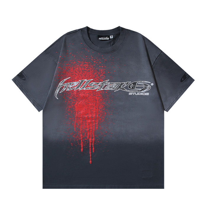 Jagged Script Logo Red Blood Splatter Drip Double Sided Print Print Oversized Tee 29287292
