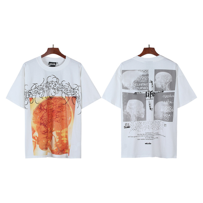 Gothic Brain Vessel Art Skull Collage Cross Symbol Double Sided Print Oversized Tee 29287208