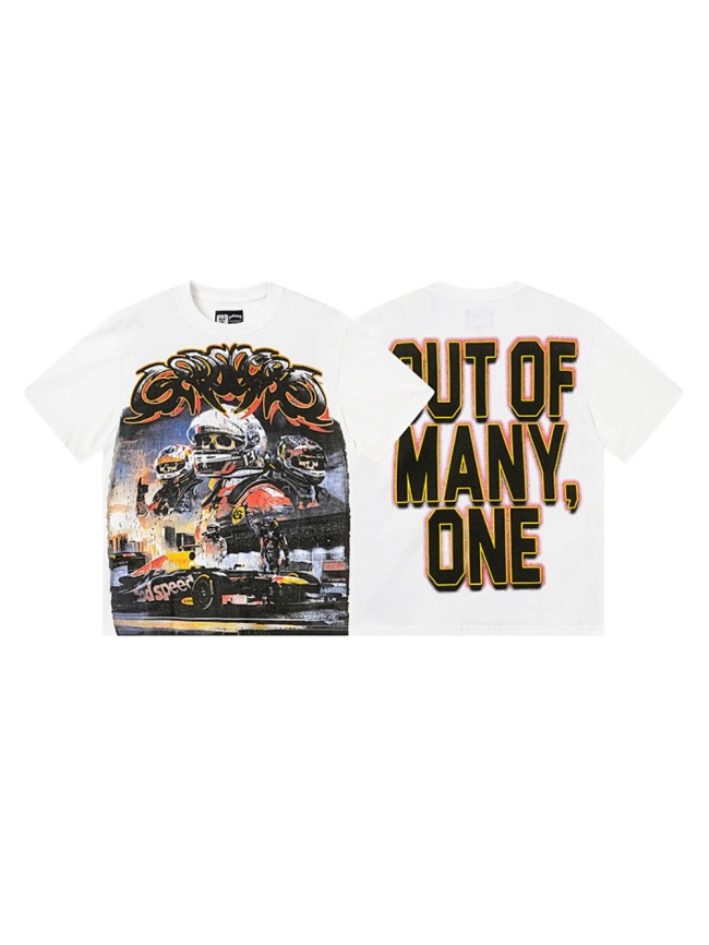 Off White Graffiti Script F1 Race Car Driver Out Of Many One Outline Text Double Printed Tee 29287442